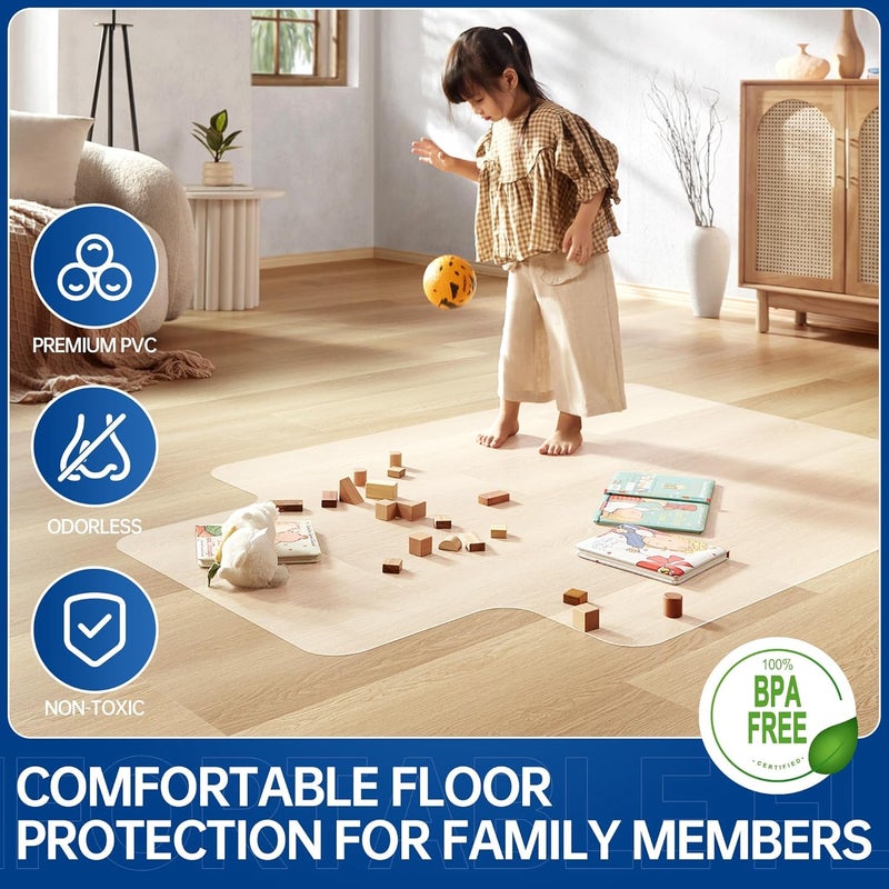 Naturei Chair Mat for Hard Floors- 48" x 36", Office Floor Mat for Rolling Chairs, Clear Plastic Desk Chair Mat, Easy Glide, Under Desk Floor Protector for Home and Office, with Lip - Image 5
